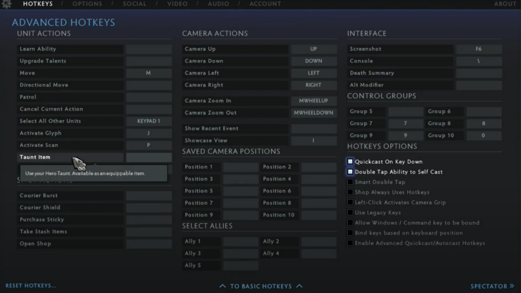 choosing taunt item in Dota 2 game