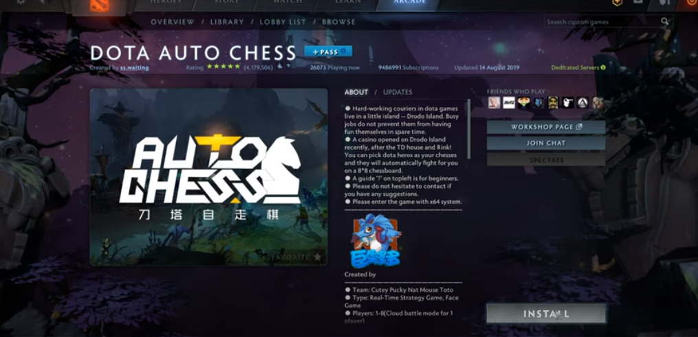 Dota Auto Chess main page