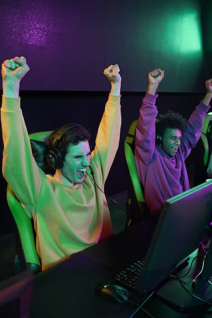 Teammates celebrating victory