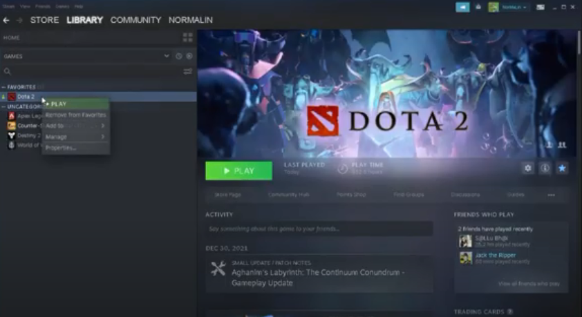 settings menu in Dota 2