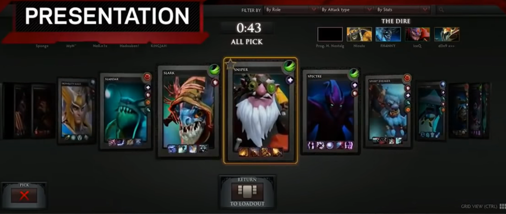 presentation in the game Dota 2