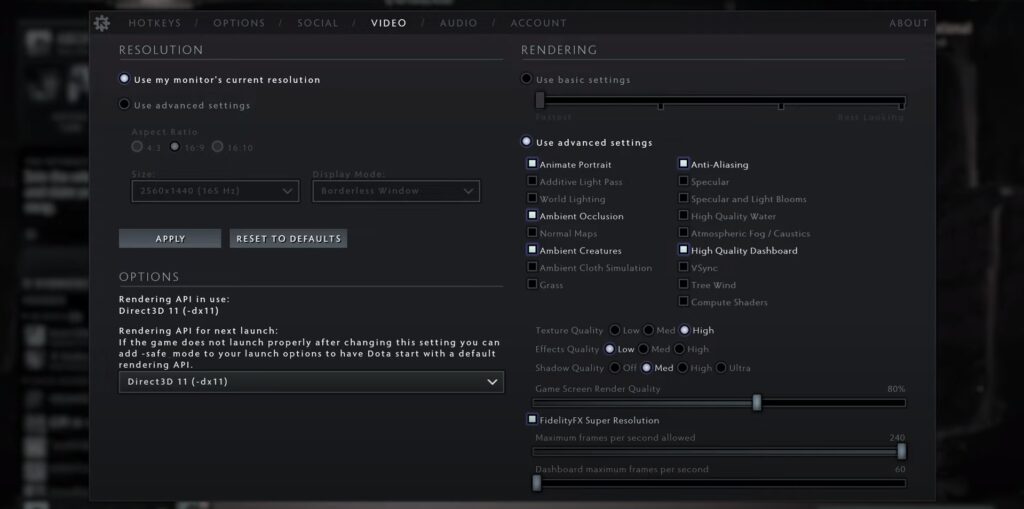 Dota 2 Best Optimization Settings